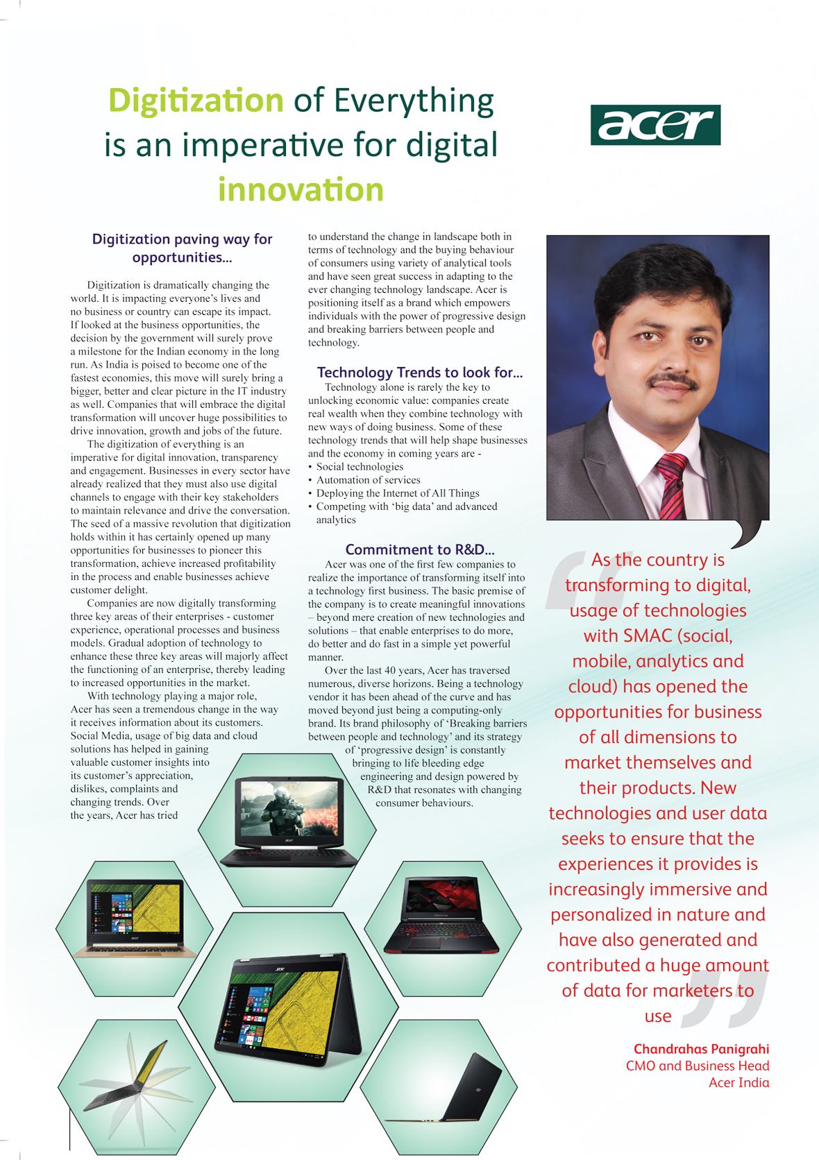 Acer India : Digitization of Everything is an imperative for digital innovation