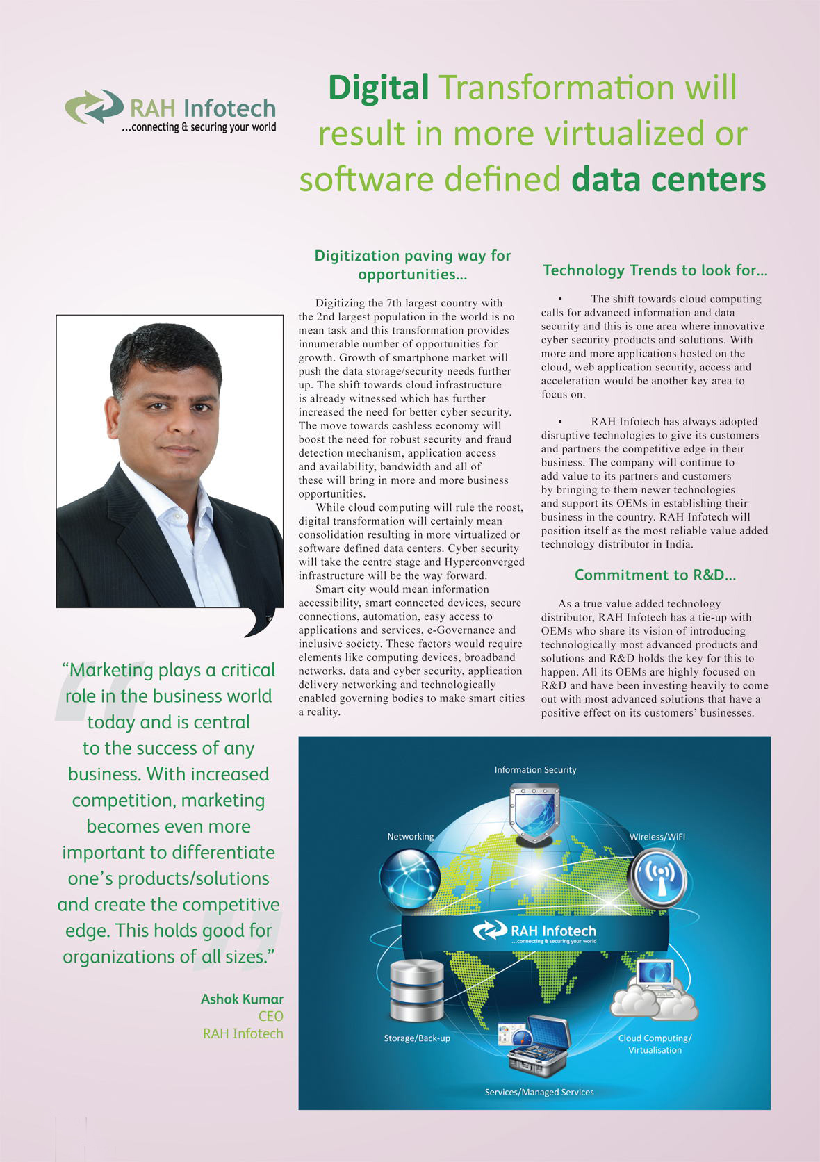 RAH Infotech : Digital Transformation will result in more virtualized or software defined data centers