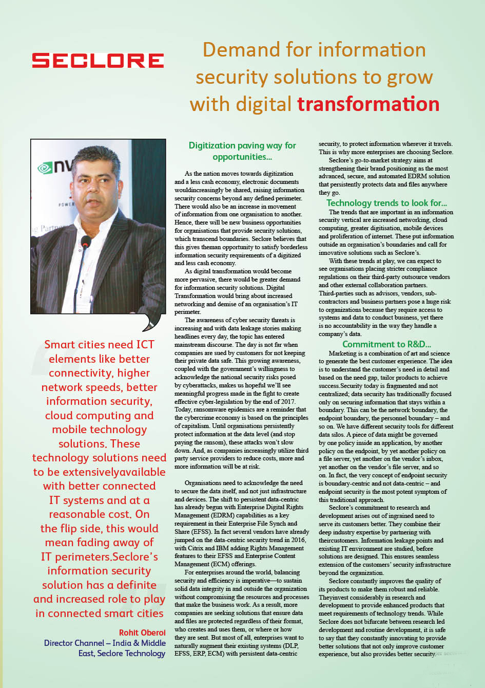 Seclore Technology : Demand for information security solutions to grow with digital transformation
