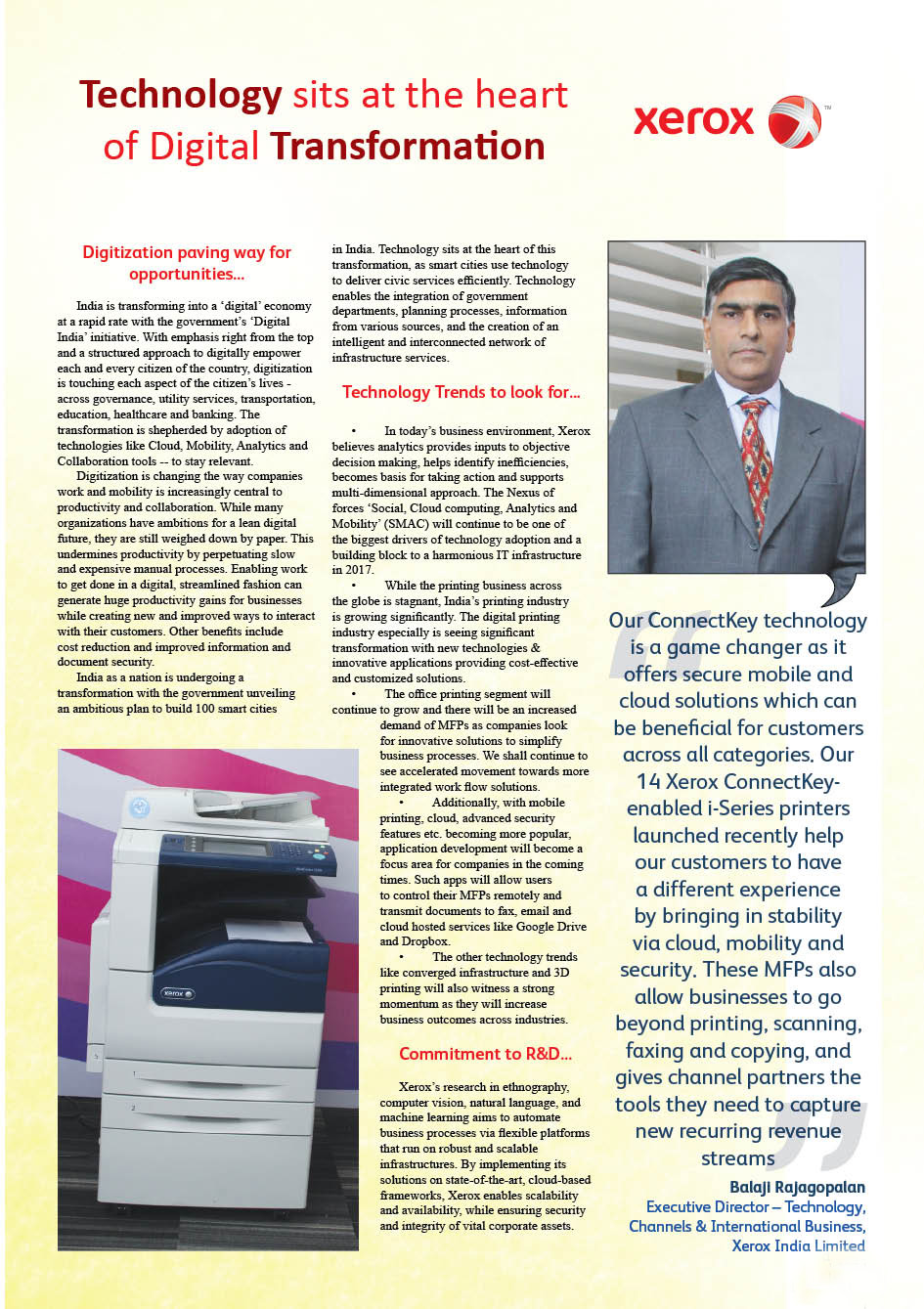 XEROX INDIA PVT. LTD. : Technology sits at the heart of Digital Transformation
