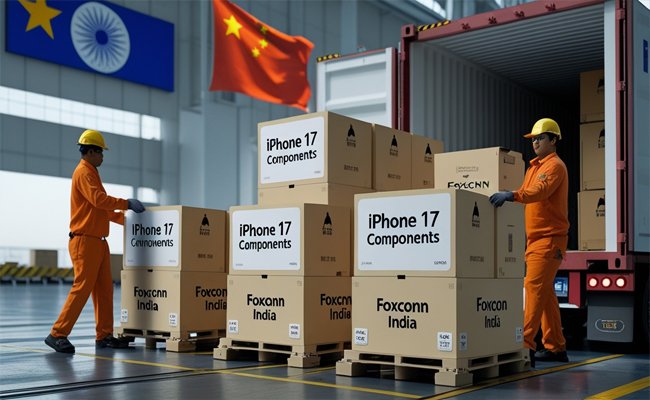 iPhone 17 parts land in Foxconn India factory from China