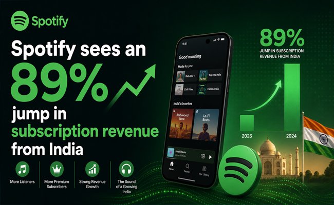 Spotify sees an 89% jump in subscription revenue from India