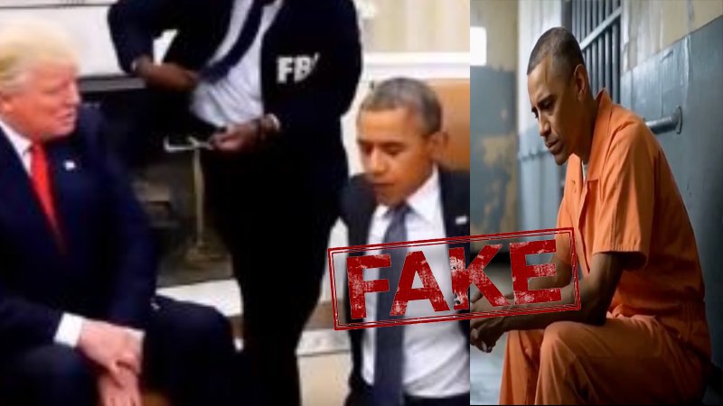 U.S. President Donald Trump shares a morphed video of Obama jailed