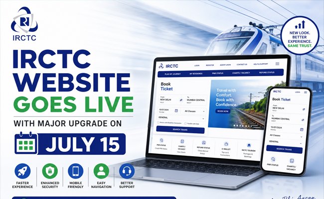 IRCTC to Launch Revamped Website on July 15 with Faster Ticket Booking and New Features